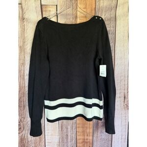 Lauren Ralph Lauren Nautical Stripe Cotton Sweater Coastal Preppy Size XL NWT